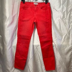 Madewell Corduroy Neon Coral Pink Casual Preppy Skinny Jeans Pants